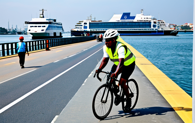 라고스 교통 체증 해결책 - **Prompt:** "Modern light rail train arriving at a station with people waiting, park-and-ride facili...